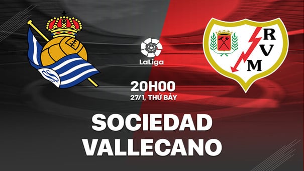 Nhận định bóng đá trận đấu giữa Sociedad vs Vallecano trong khuôn khổ vòng 22 La Liga sẽ diễn ra vào lúc 20h00 ngày 27/1phân tích thông tin lực lượng, đội hình dự kiến, soi kèo nhà cái, dự đoán tỉ số. Hãy đến iBet1668 soi kèo bóng đá để biết thêm thông tin nhé .